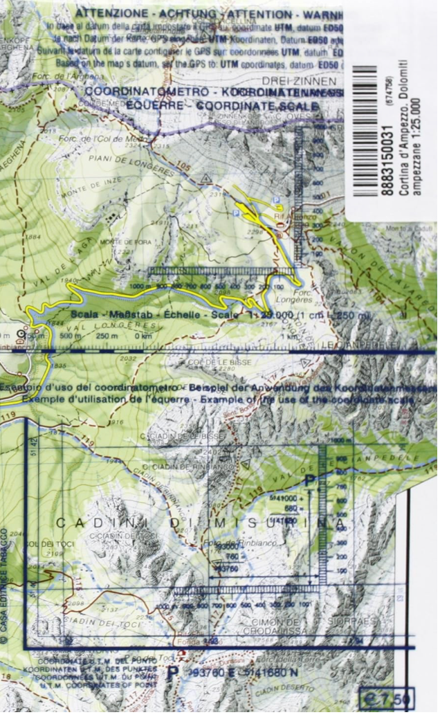 【T-MAPS】ドロミテ コルティナ・ダンペッツォ周辺地形図 Cortina d'Ampezzo e Dolomiti Ampezzane