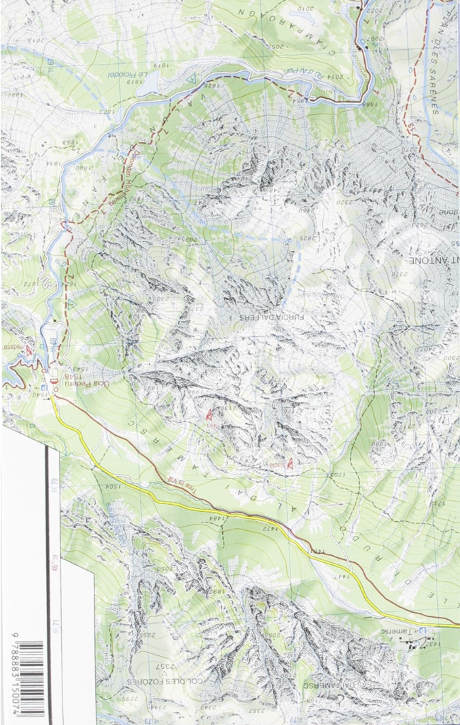 【T-MAPS】ドロミテ アルタ・バディア周辺地形図 Alta Badia Arabba - Marmolada