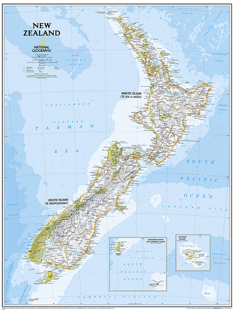 【T-MAPS】ニュージーランド・ウォールマップ New Zealand Classic