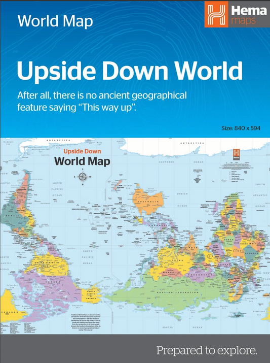 【T-MAPS】アップサイドダウン世界地図(封筒折り込み版) Upside Down World in Envelope Folded Map