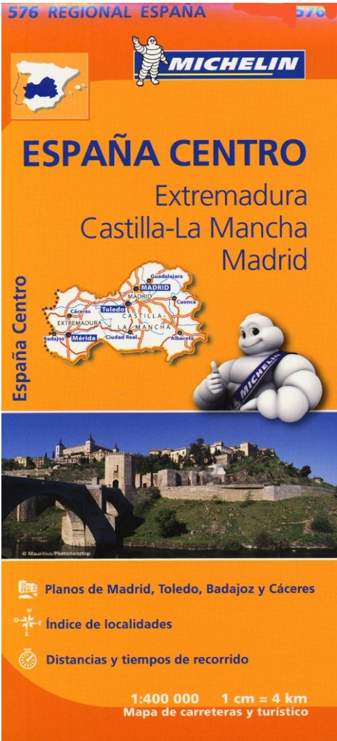 【T-MAPS】ミシュラン・スペイン中央部 Espana Centro  Extremadura, Castilla - La Mancha, Madrid