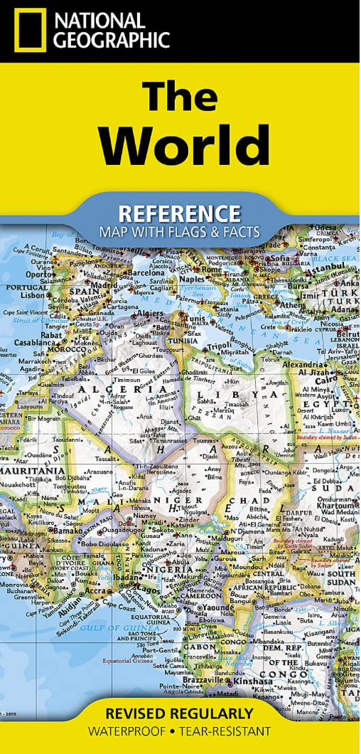 【T-MAPS】世界地図、各国旗&データ The World Reference Map with Flags &Facts