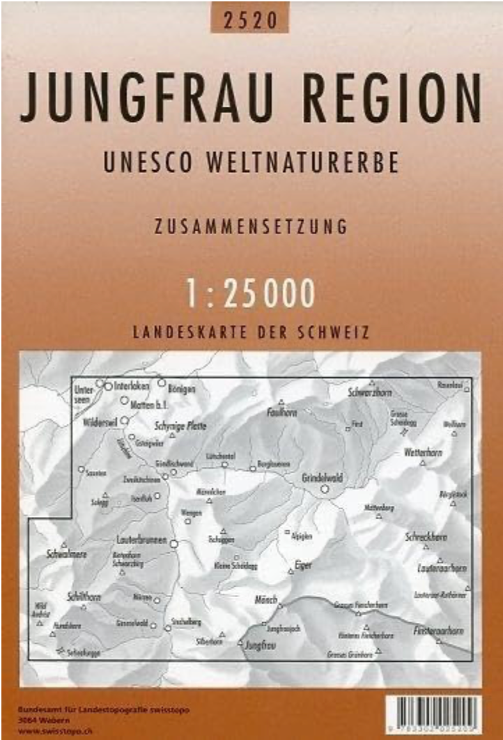 【T-MAPS】ユングフラウ、周辺地形図 2520 Jungfrau Region