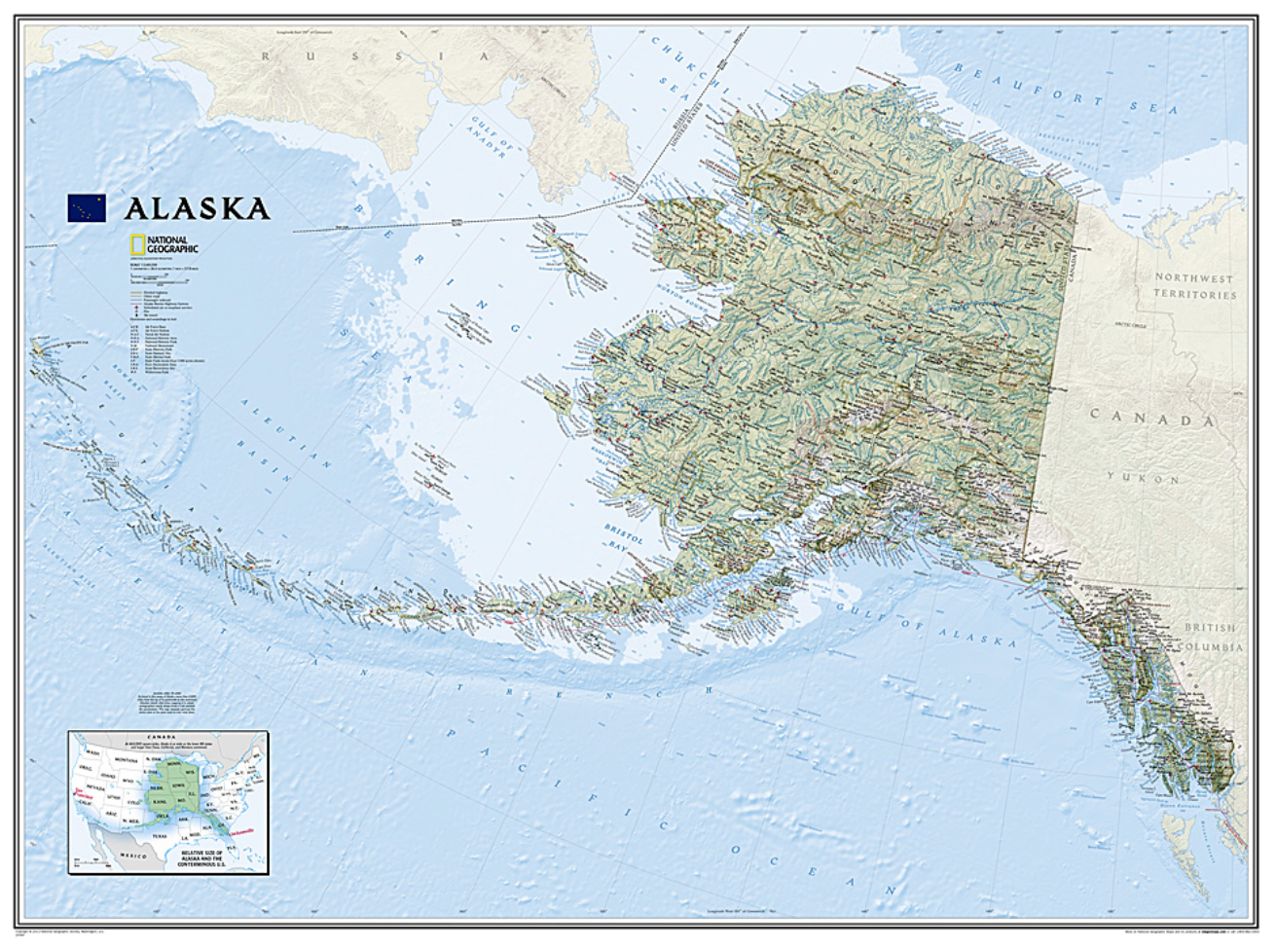 【T-MAPS】アラスカ・ウォールマップ Alaska Wall Map