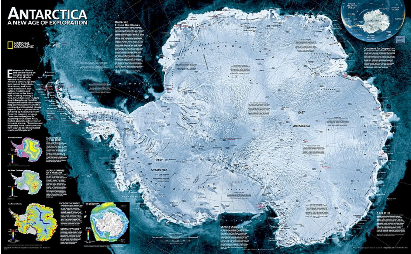 【T-MAPS】南極衛星地図 Antarctica, 1-sided Satellite Image