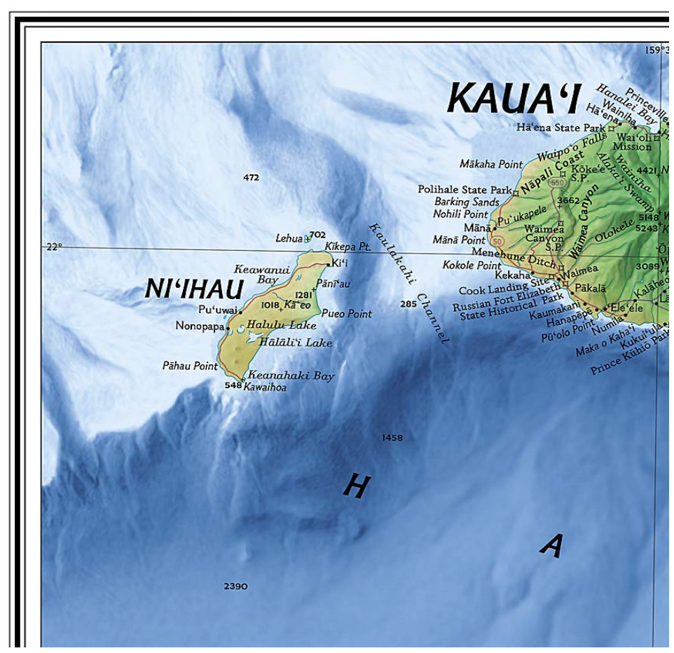 【T-MAPS】ハワイ地勢図ウォールマップ Hawaii Reference Wall Map