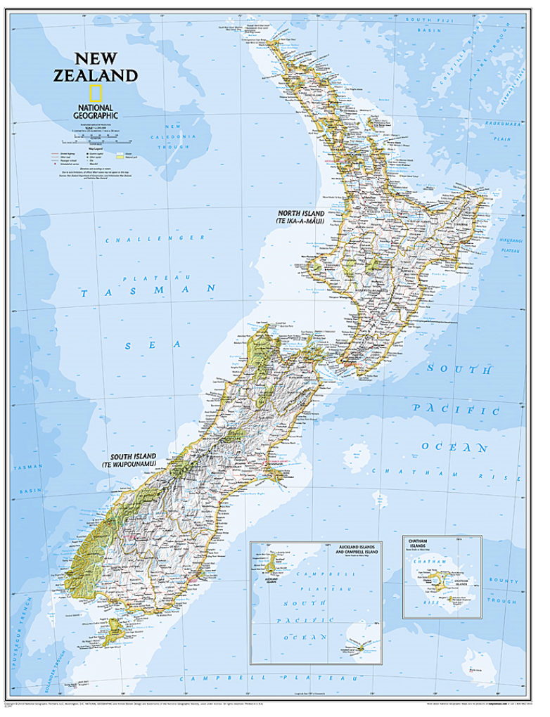 【T-MAPS】ニュージーランド・ウォールマップ  New Zealand Classic