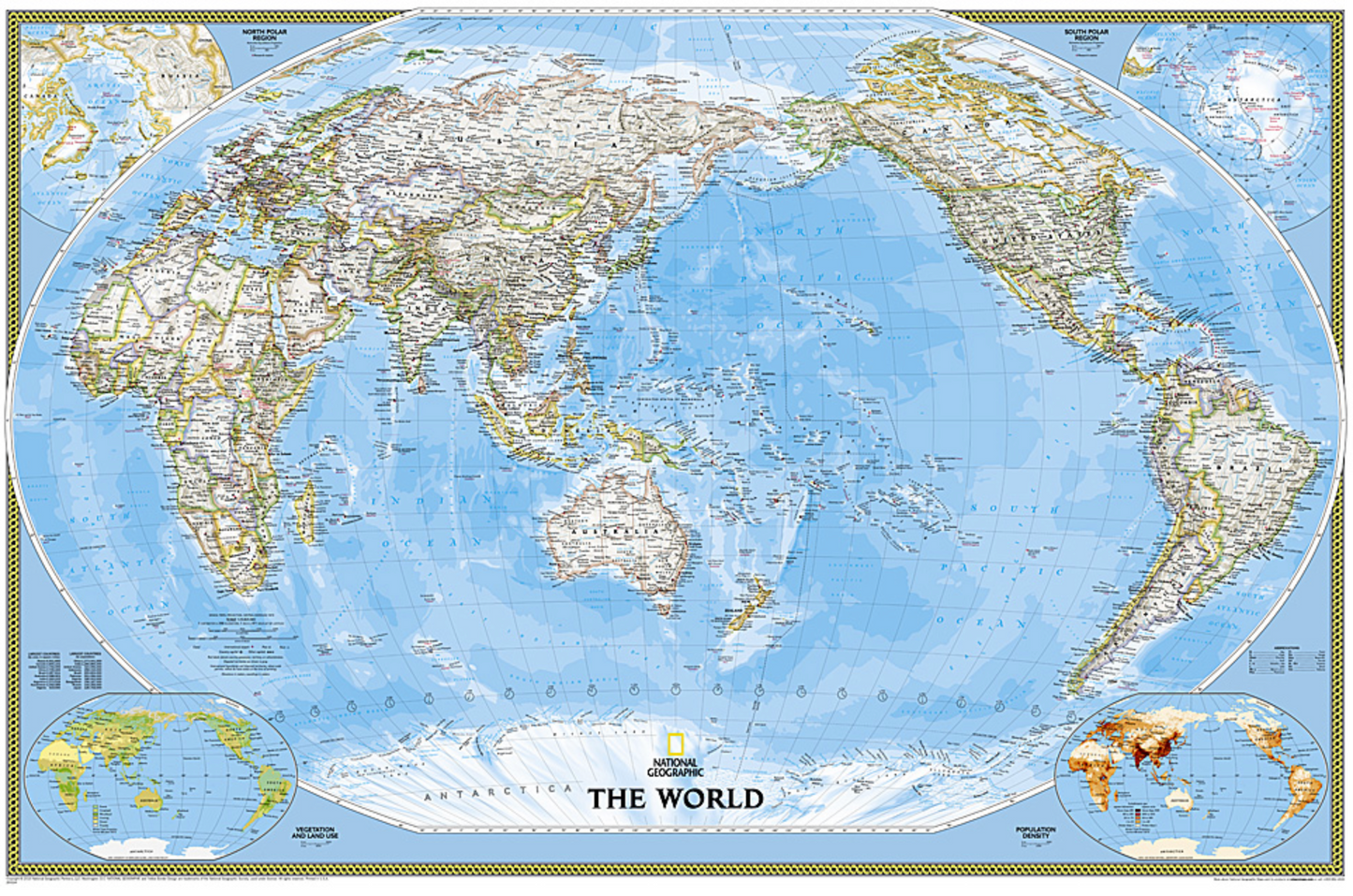 【T-MAPS】世界地図太平洋中心 World Classic Pacific Centered